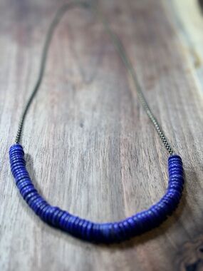 Source Unknown Royal Blue Disc Bead Necklace